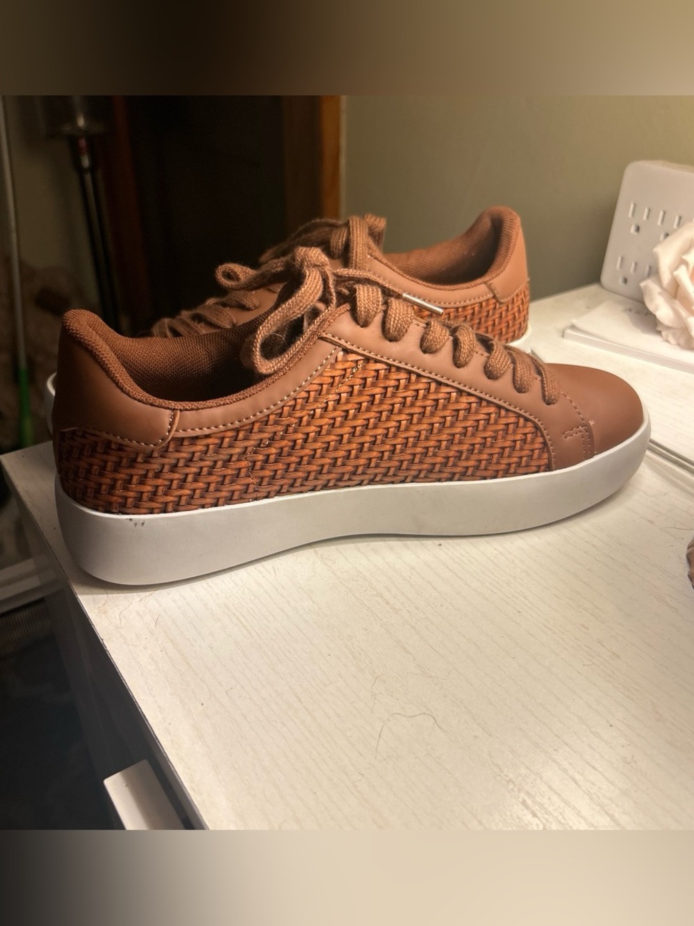 Natural Reflections Casual Woven Lace-Up Sneakers - Brown